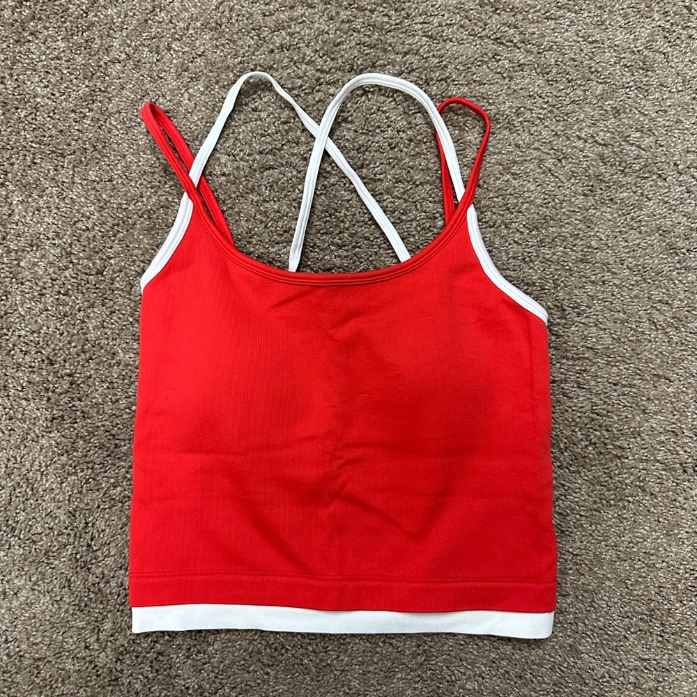 NWOT Altar’d State Red and White Strappy Tank Top, S